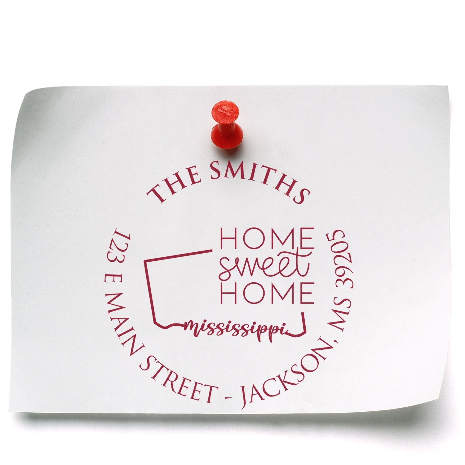 Self-Inking Round Mississippi State Home Sweet Home Personalized New Home Address Stamp