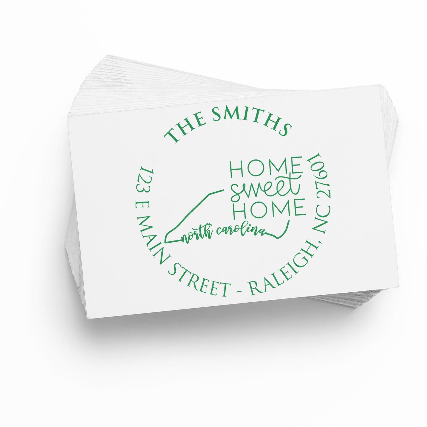 Self-Inking Round North Carolina State Home Sweet Home Address Label Stamp