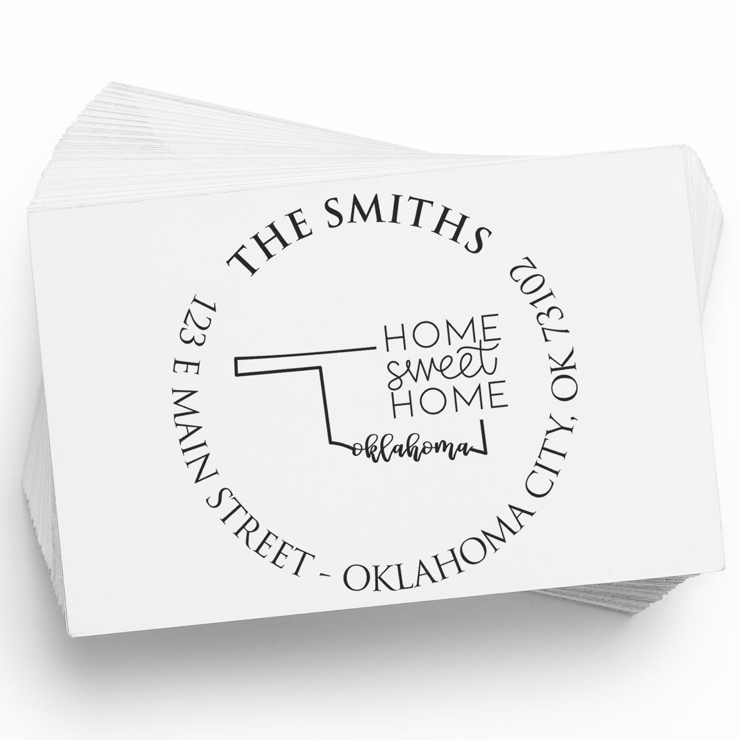 Wooden Handle Round Oklahoma State Home Sweet Home Custom Mailing Rubber Stamp