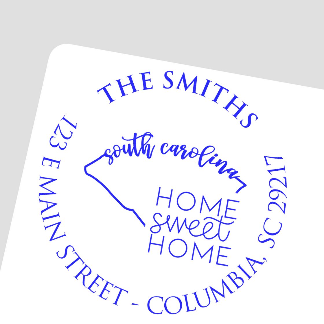 Round PSI South Carolina State Home Sweet Home Personalized Mail Stamp