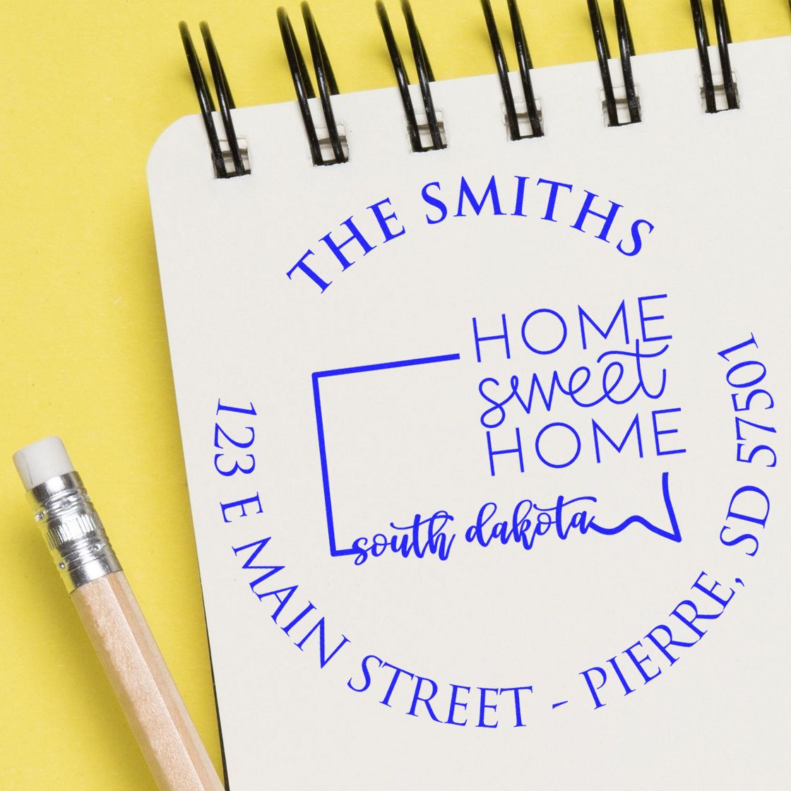 Self-Inking Round South Dakota State Home Sweet Home Custom Address Label Rubber Stamp