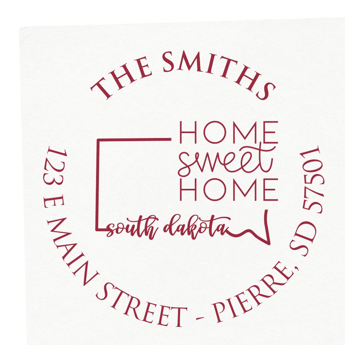 Self-Inking Round South Dakota State Home Sweet Home Custom Address Label Rubber Stamp