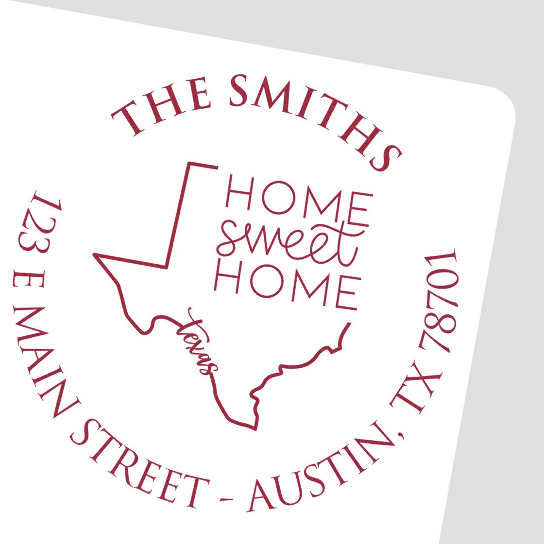 Wooden Handle Round Texas State Home Sweet Home Custom New Home Address Rubber Stamp