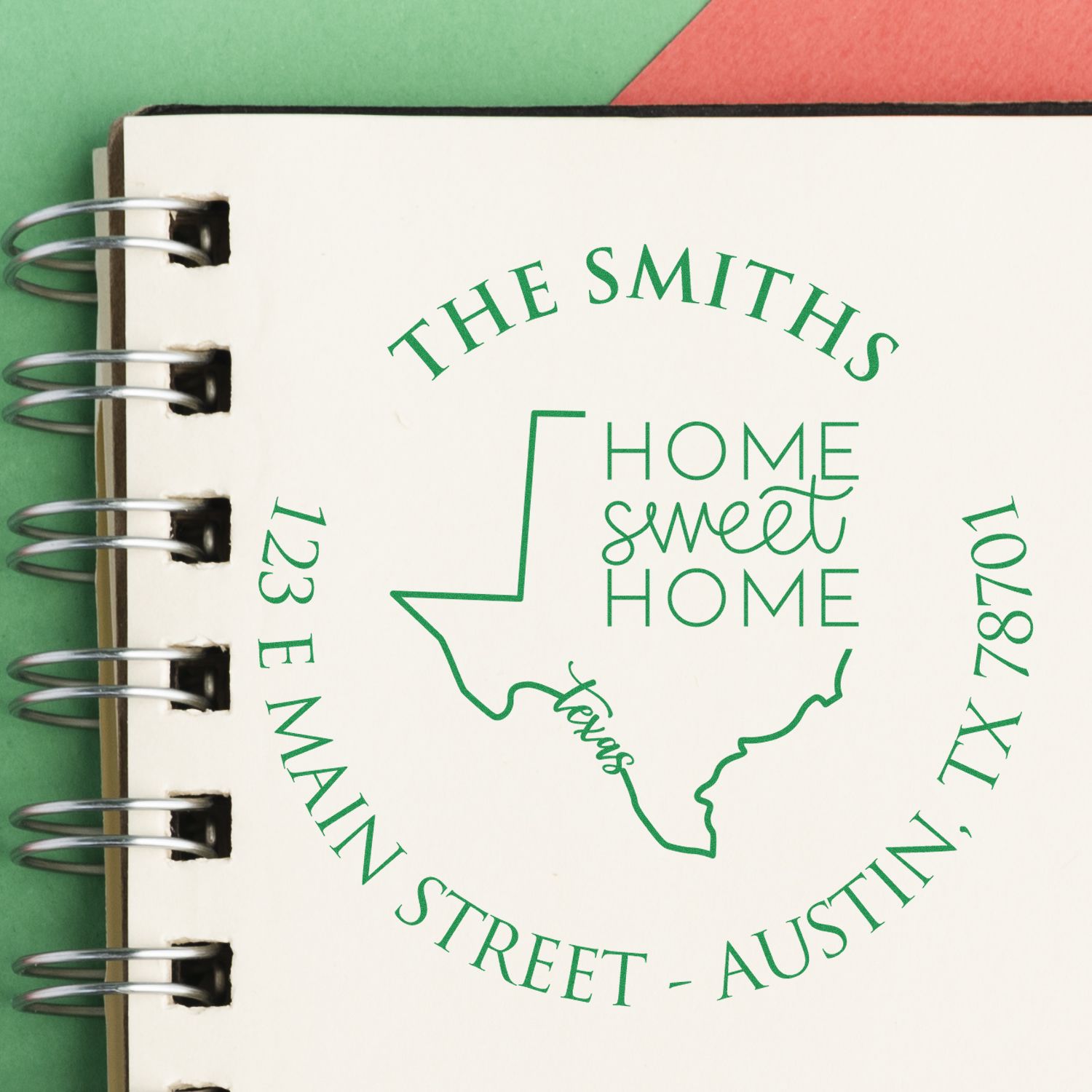 Round PSI Texas State Home Sweet Home Personalized Mailing Address Stamp