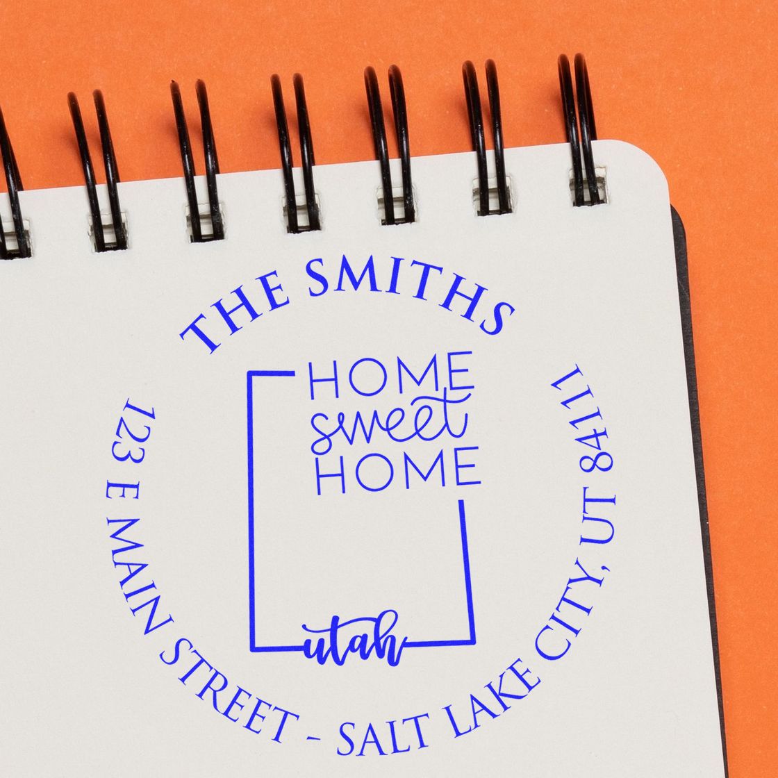 Wooden Handle Round Utah State Home Sweet Home Custom New Home Address Stamp