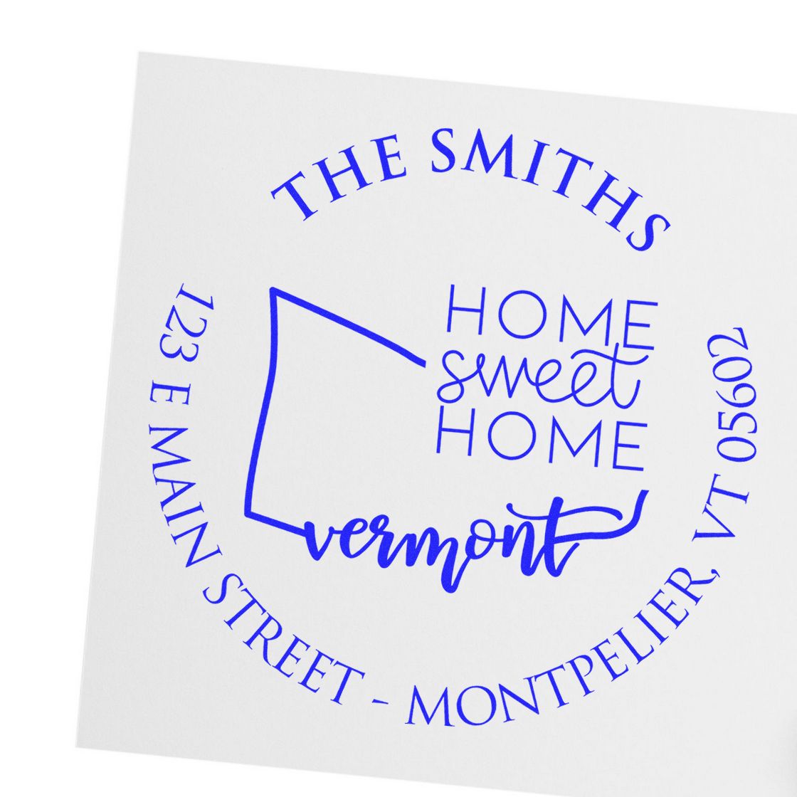 Wooden Handle Round Virginia State Home Sweet Home Custom Return Address Rubber Stamp