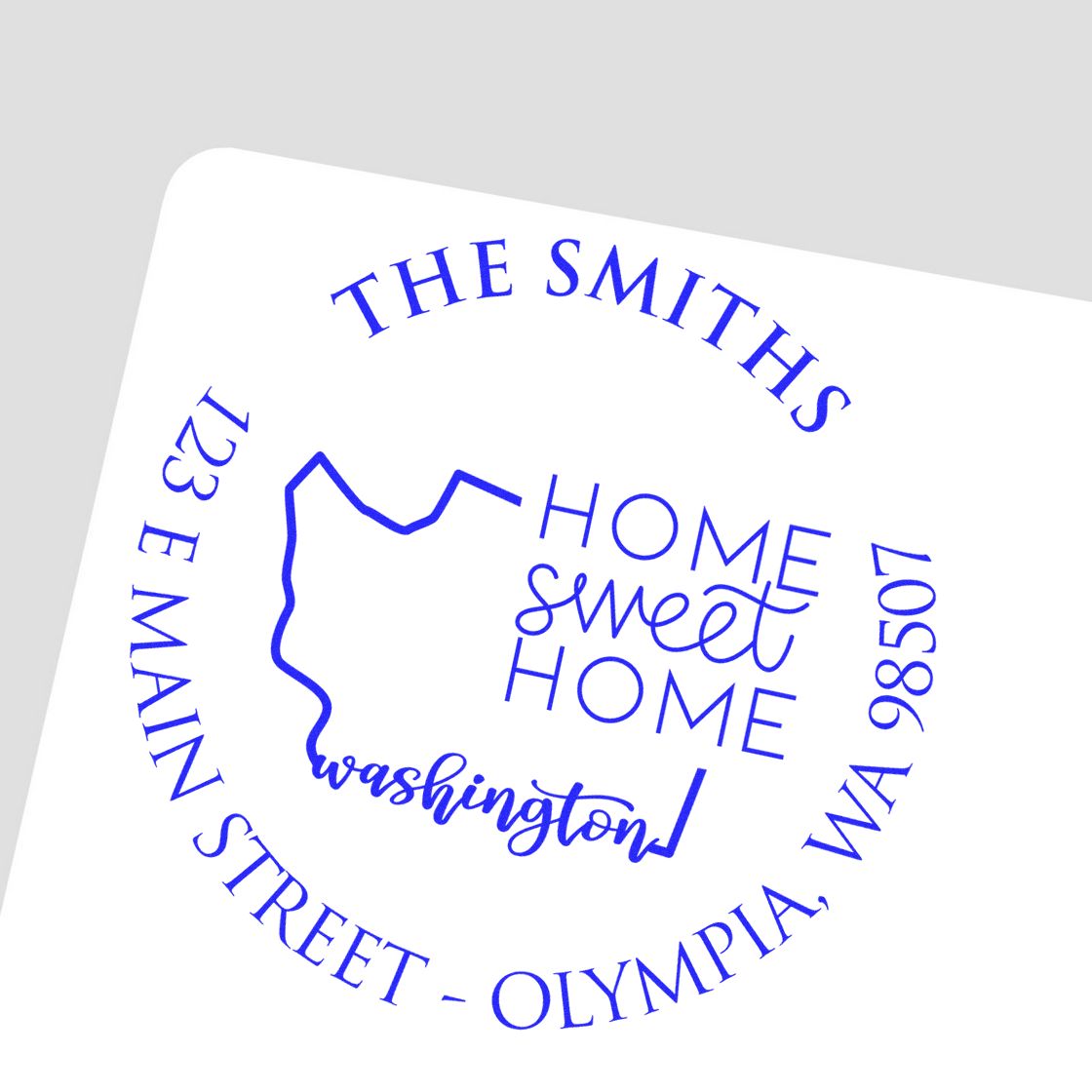 Self-Inking Round Washington State Home Sweet Home Custom Address Rubber Stamp