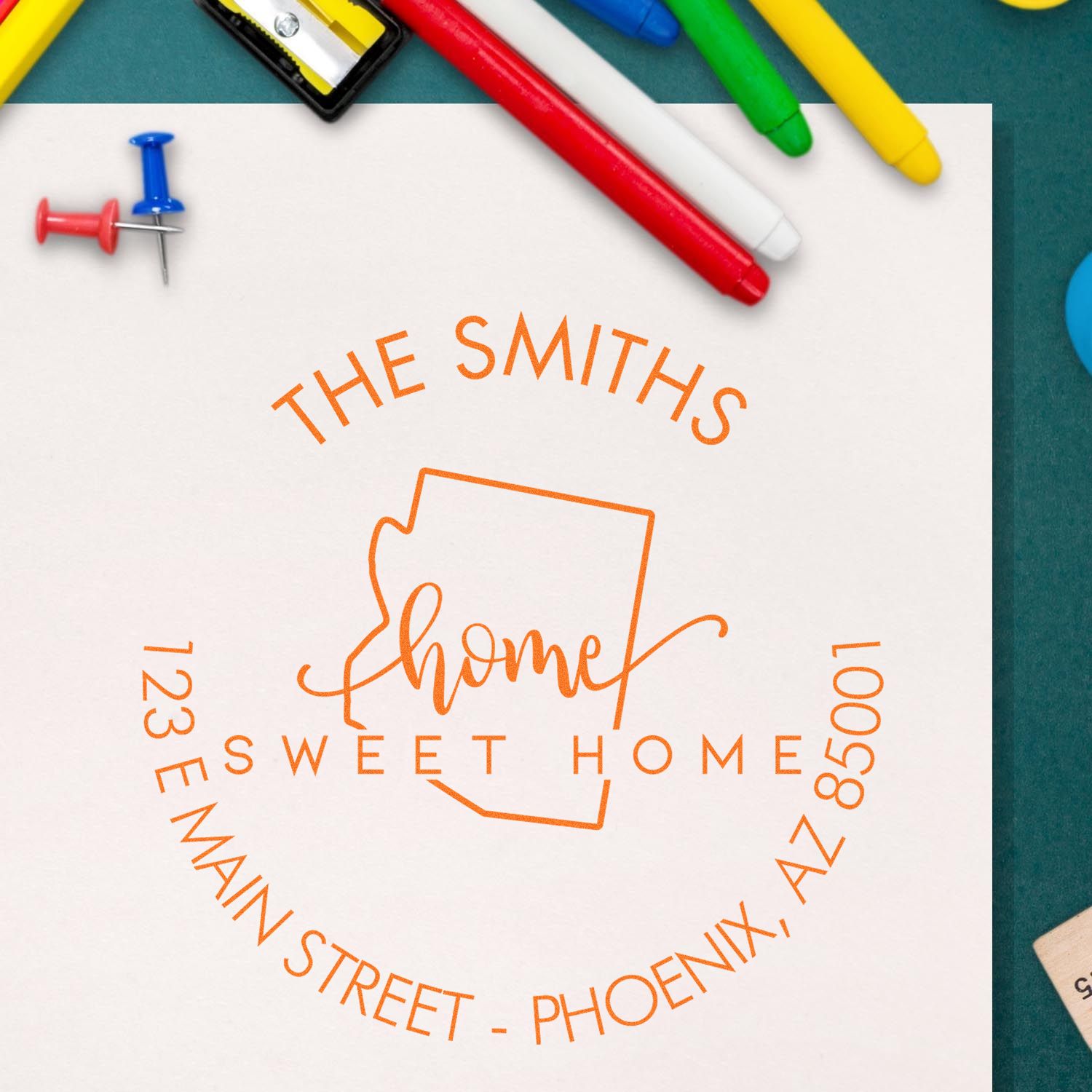 Slim Home Sweet Home for Arizona Personalized Address Label Pre-Inked Stamp