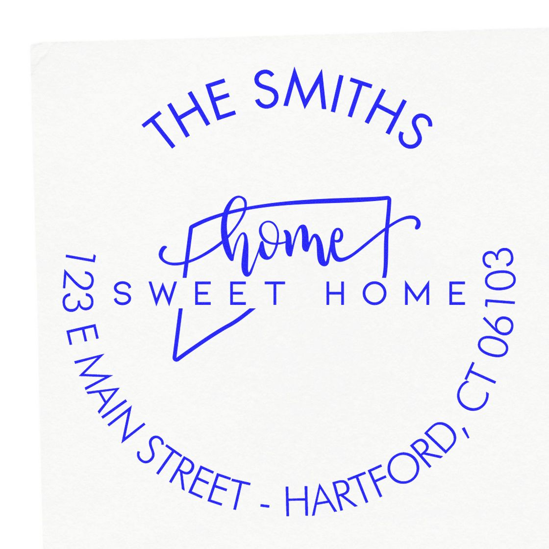 Self-Inking Round Home Sweet Home for Connecticut Custom Mail Address Stamper