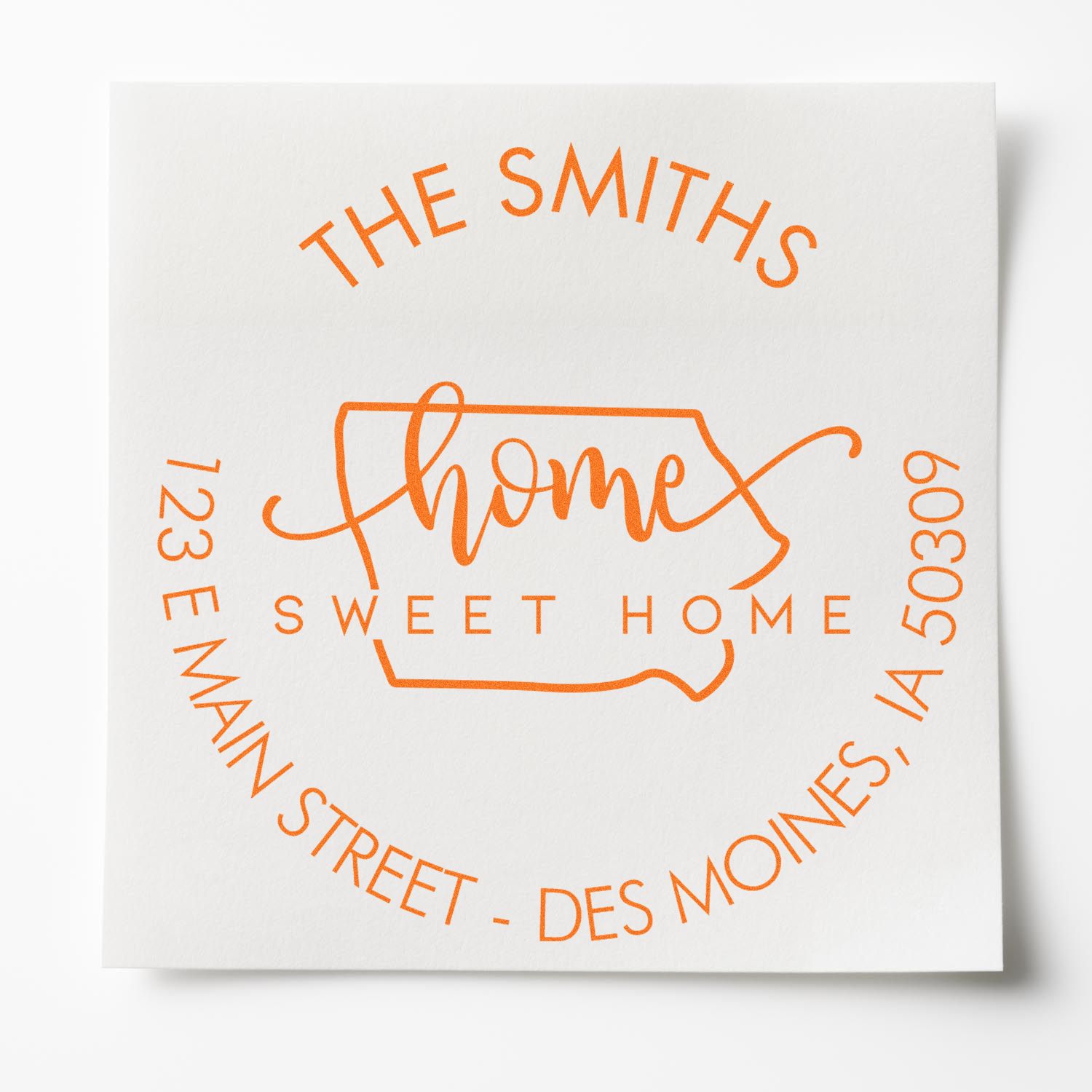 Wooden Handle Round Home Sweet Home for Iowa Customizable Mail Address Rubber Stamp