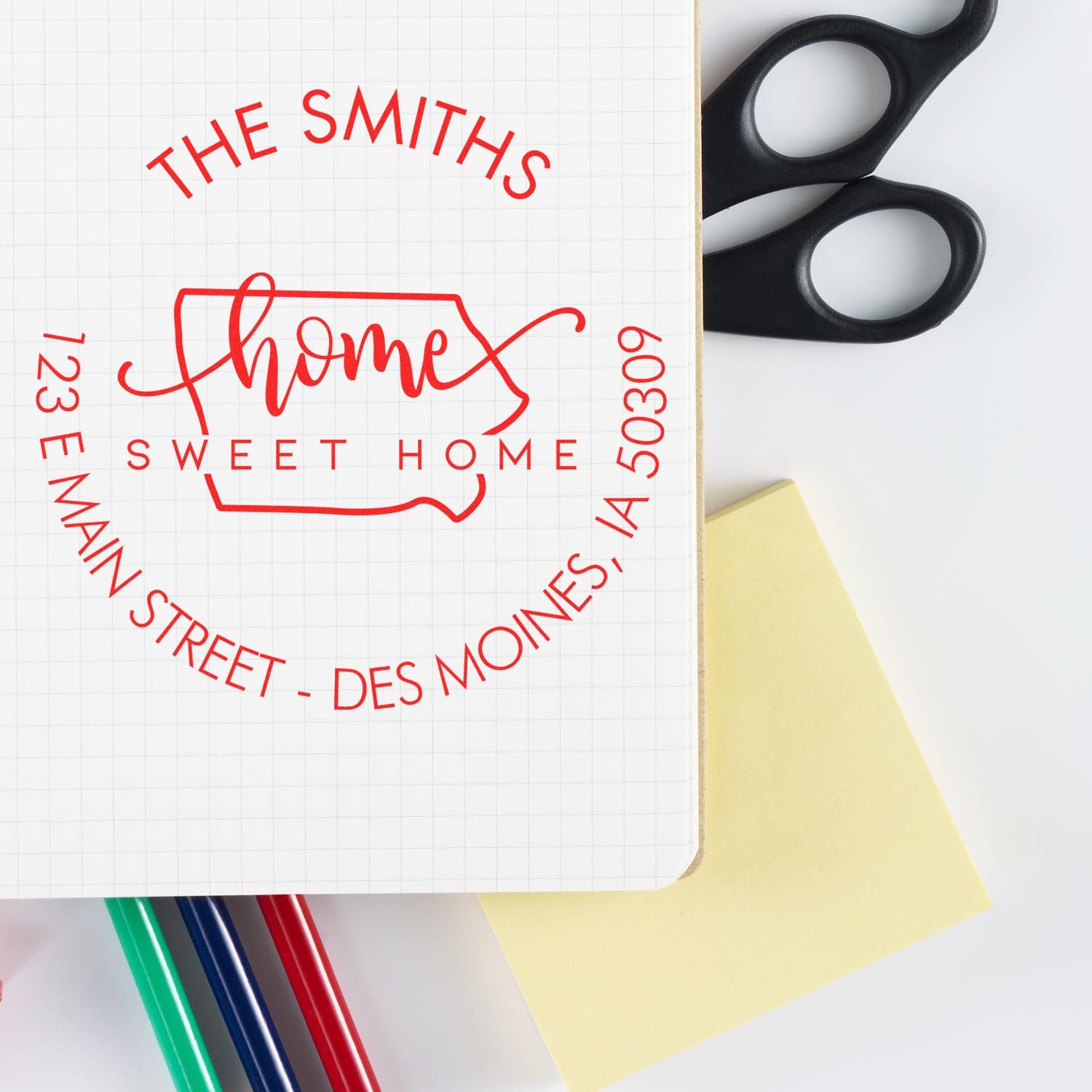 Self-Inking Round Home Sweet Home for Iowa Custom Mailing Stamp