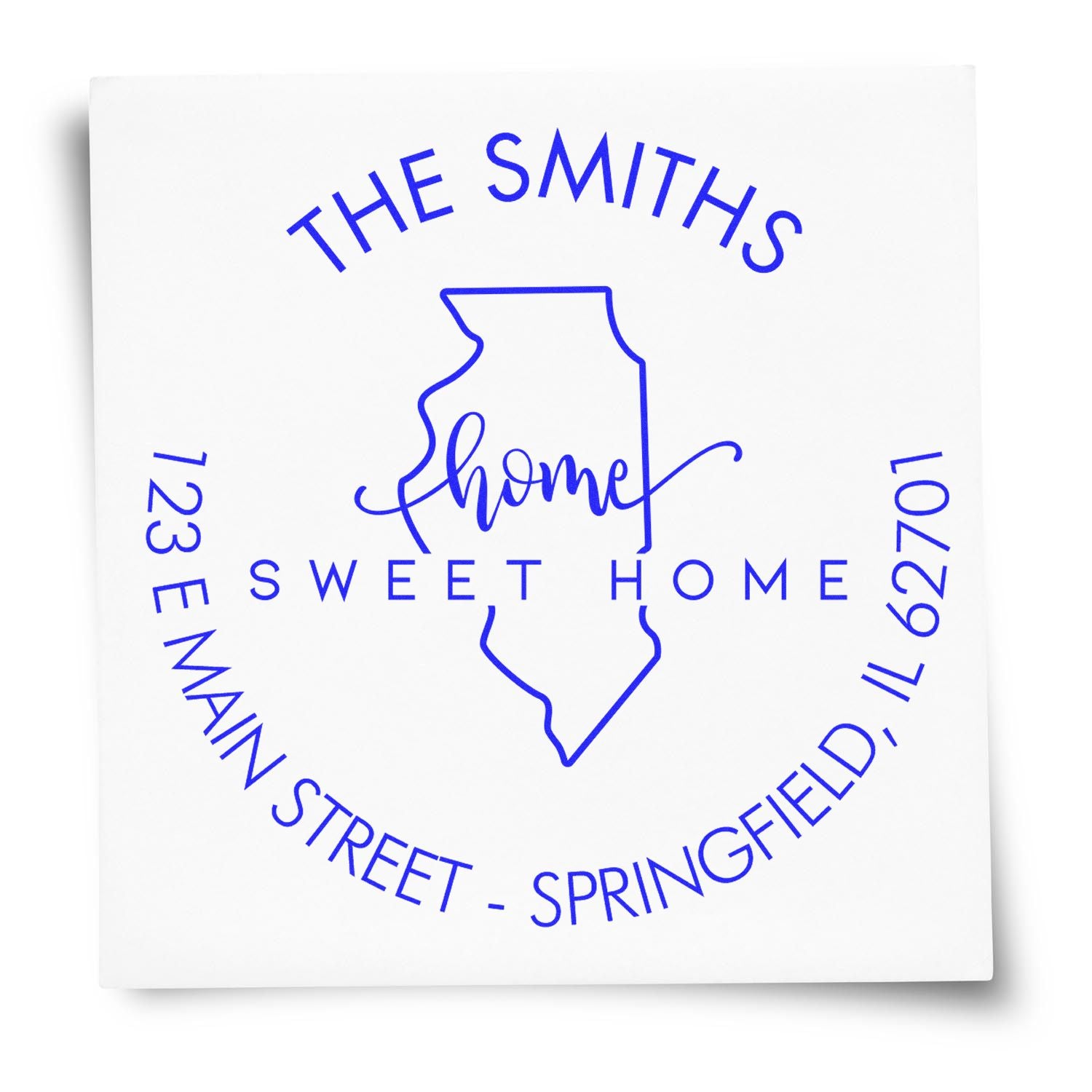 Self-Inking Round Home Sweet Home for Illinois Custom Mailing Address Stamper