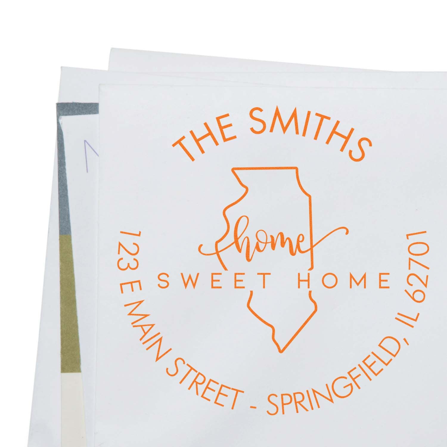 Slim Home Sweet Home for Illinois Personalized Home Address Pre-Inked Stamp