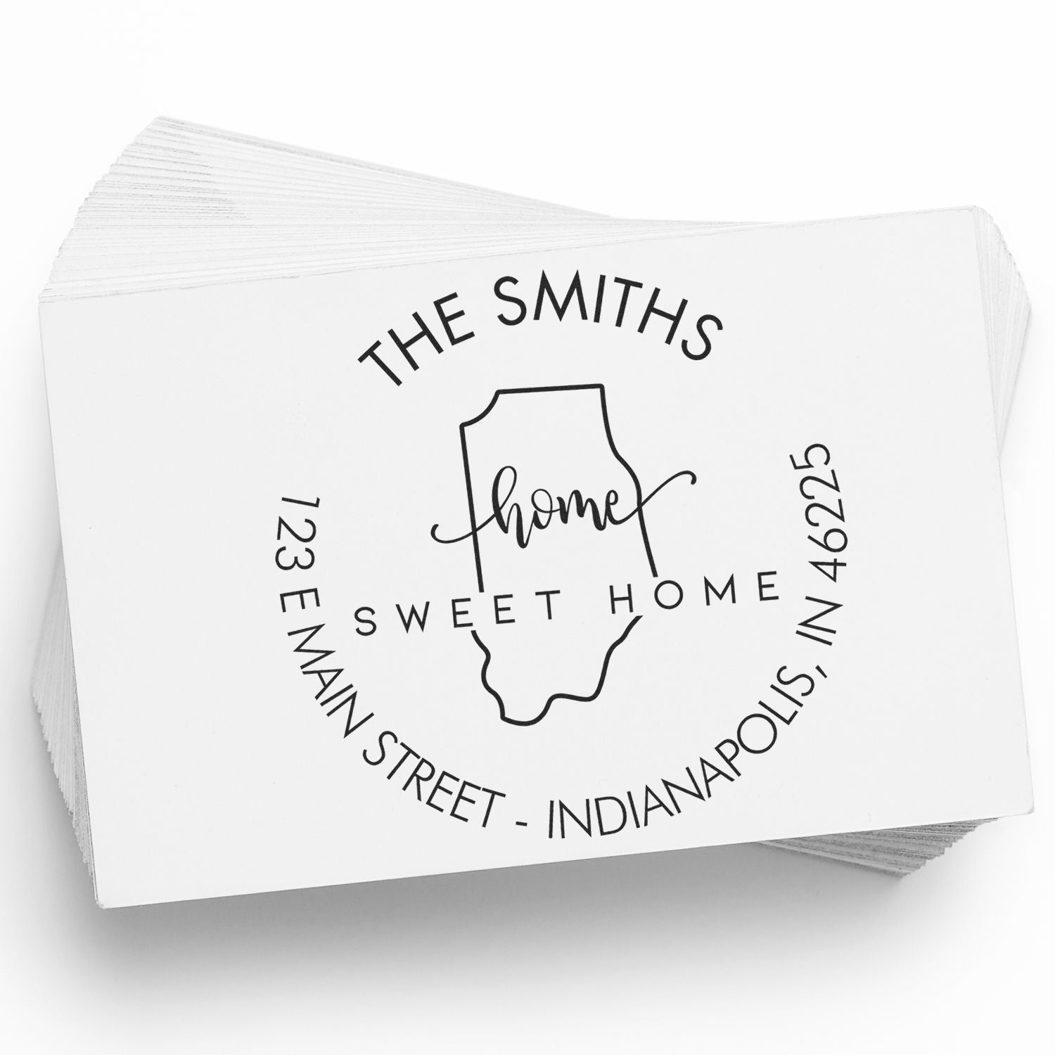 Slim Home Sweet Home for Indiana Personalized Home Address Stamp