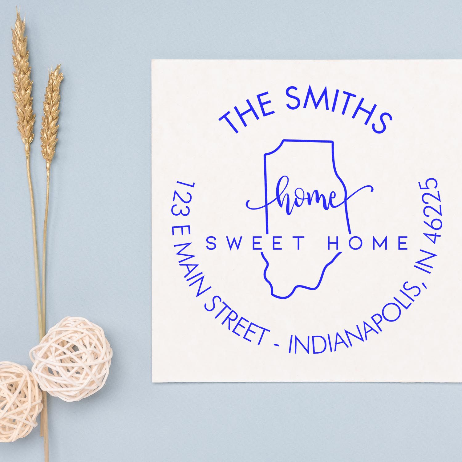 Self-Inking Round Home Sweet Home for Indiana Custom Mailing Rubber Stamp