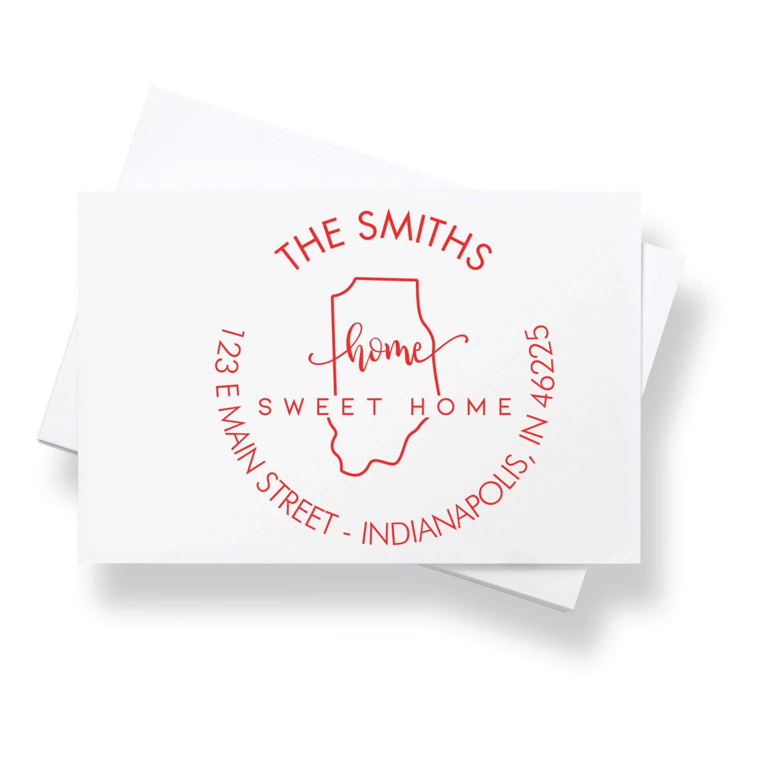 Slim Home Sweet Home for Indiana Personalized Home Address Stamp