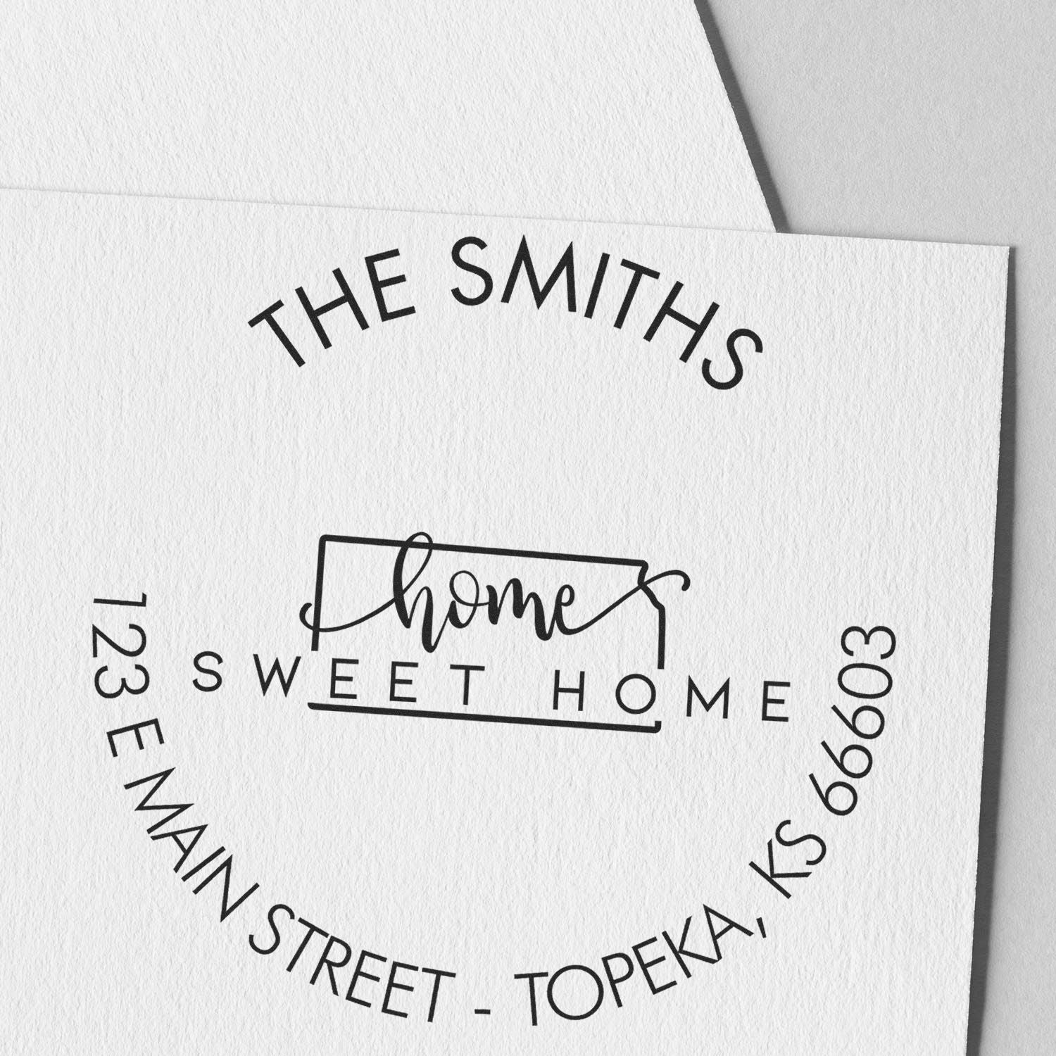 Wooden Handle Round Home Sweet Home for Kansas Customizable Mail Rubber Stamp