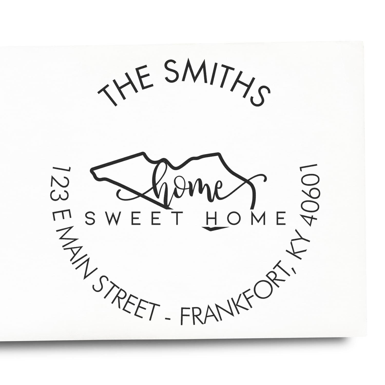 Self-Inking Round Home Sweet Home for Kentucky Custom Name and Address Rubber Stamp