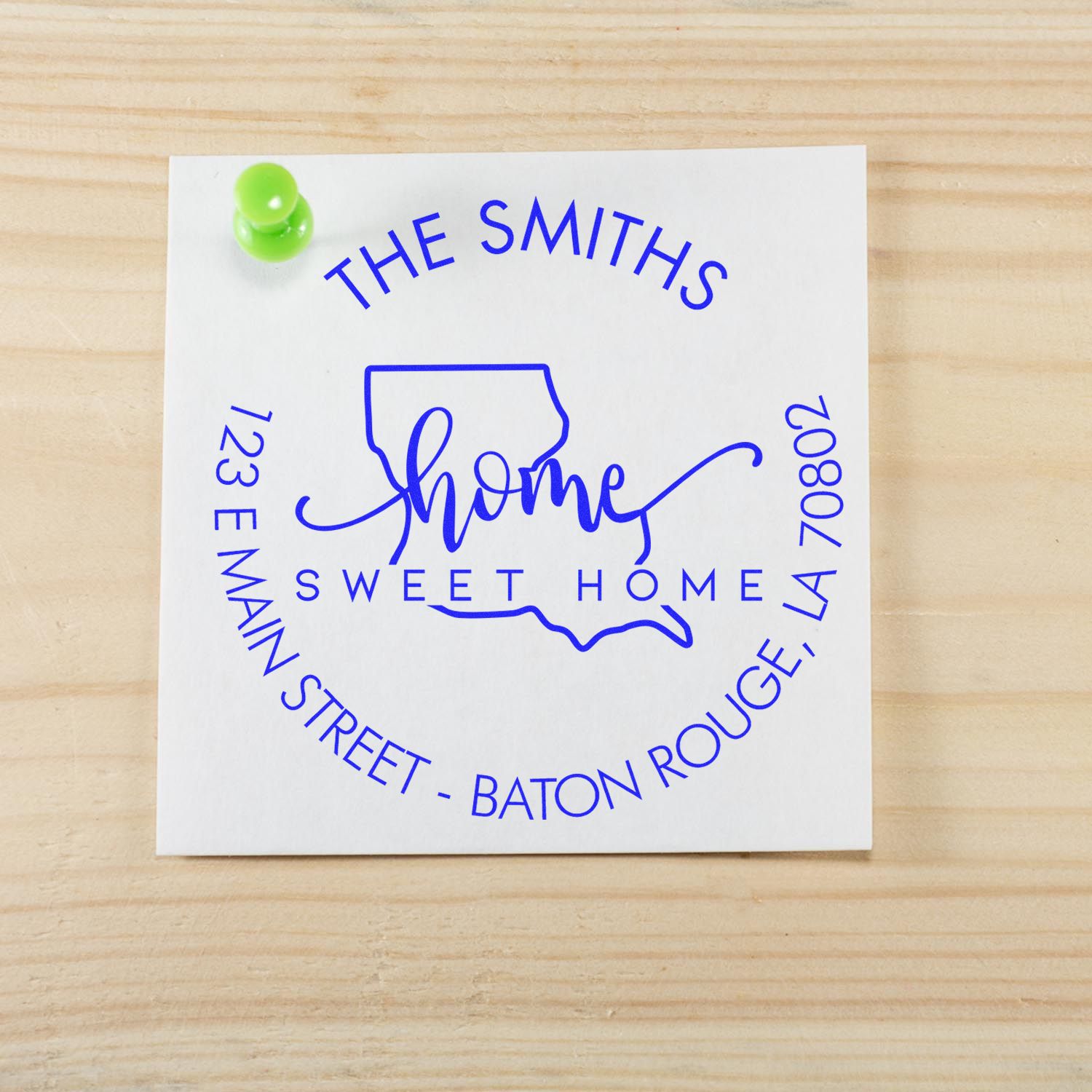 Wooden Handle Round Home Sweet Home for Louisiana Customizable Mail Rubber Stamp