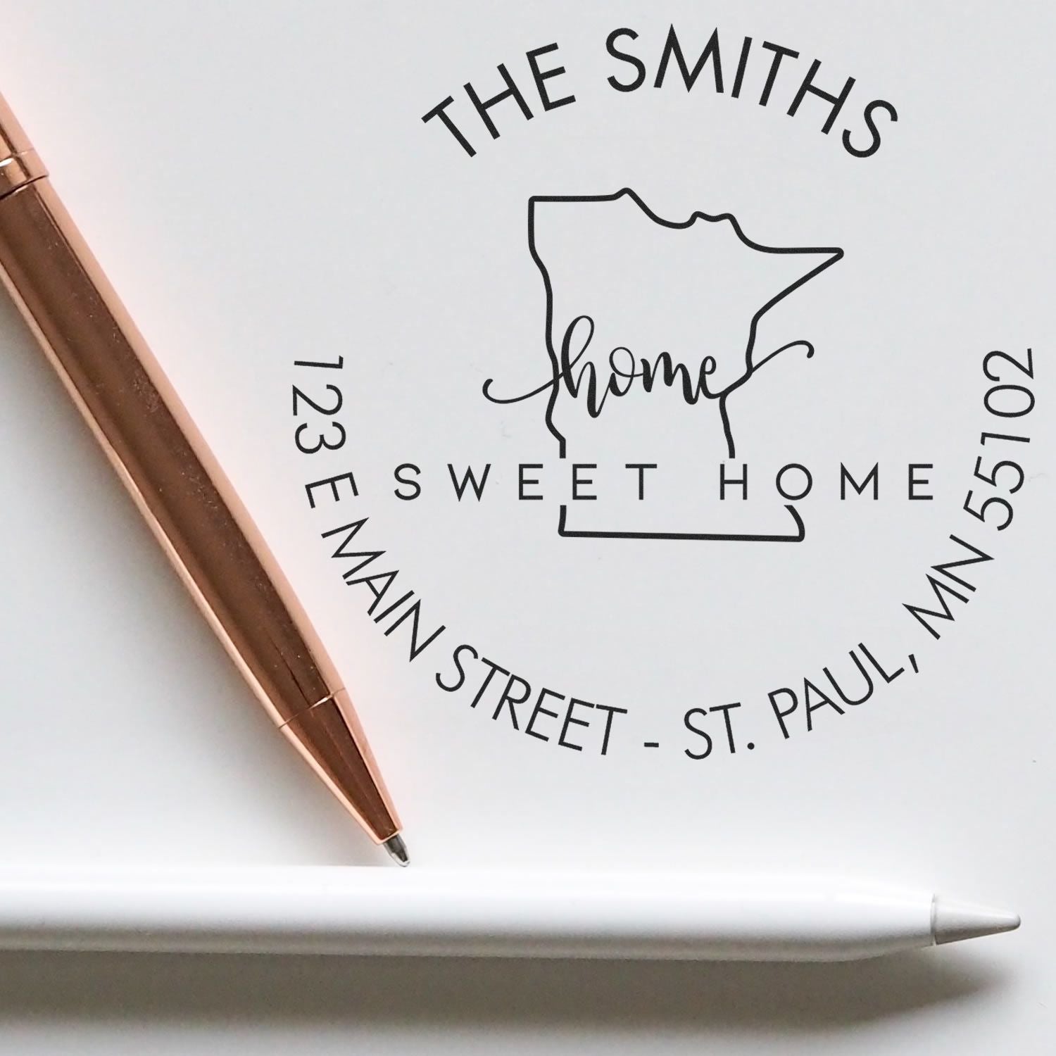 Round PSI Home Sweet Home for Minnesota Custom Address Label Stamper