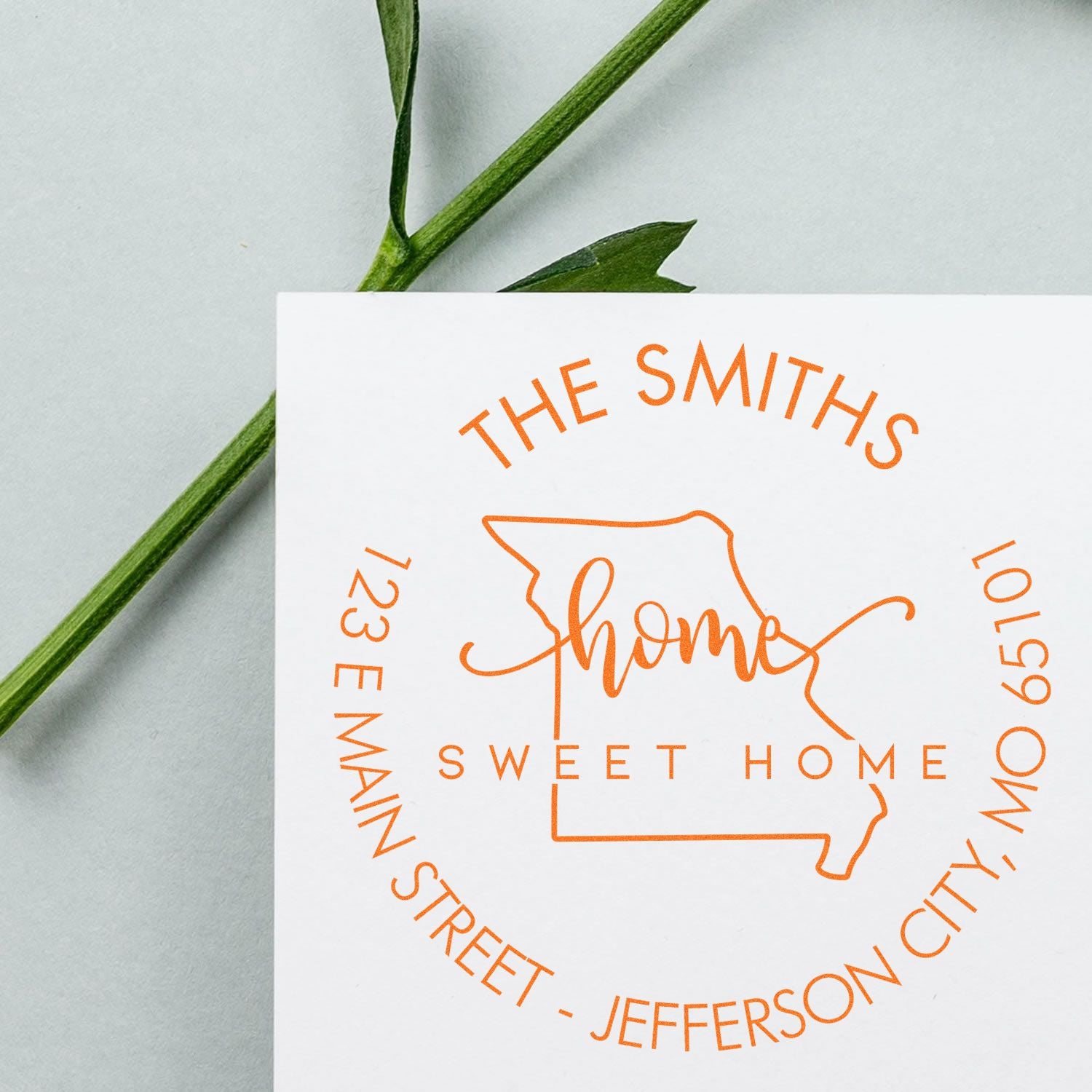 Self-Inking Round Home Sweet Home for Missouri Custom New Home Address Stamper