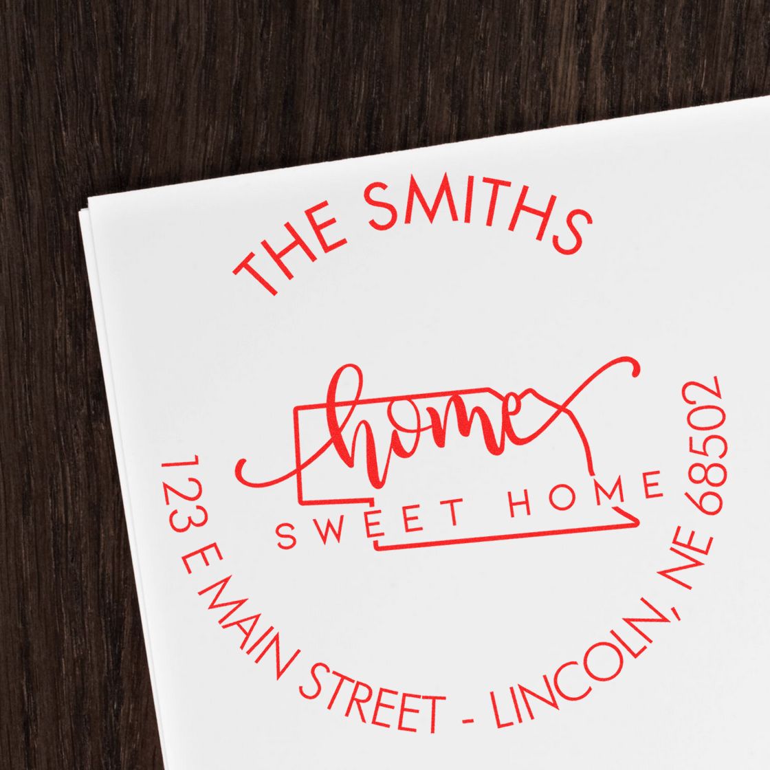 Slim Home Sweet Home for Nebraska Personalized Mailing Pre-Inked Stamp