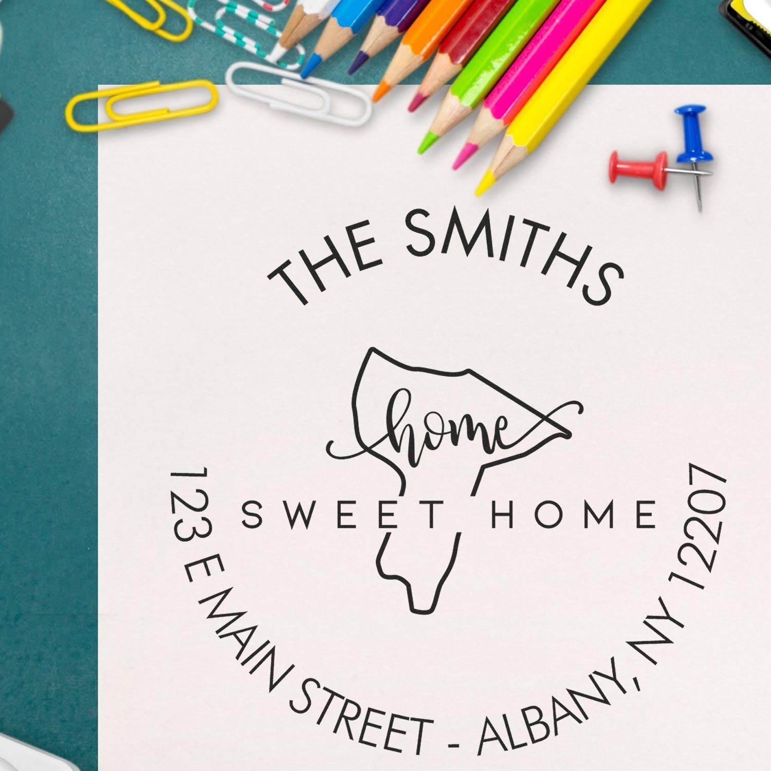 Slim Home Sweet Home for New York Personalized New Address Stamp