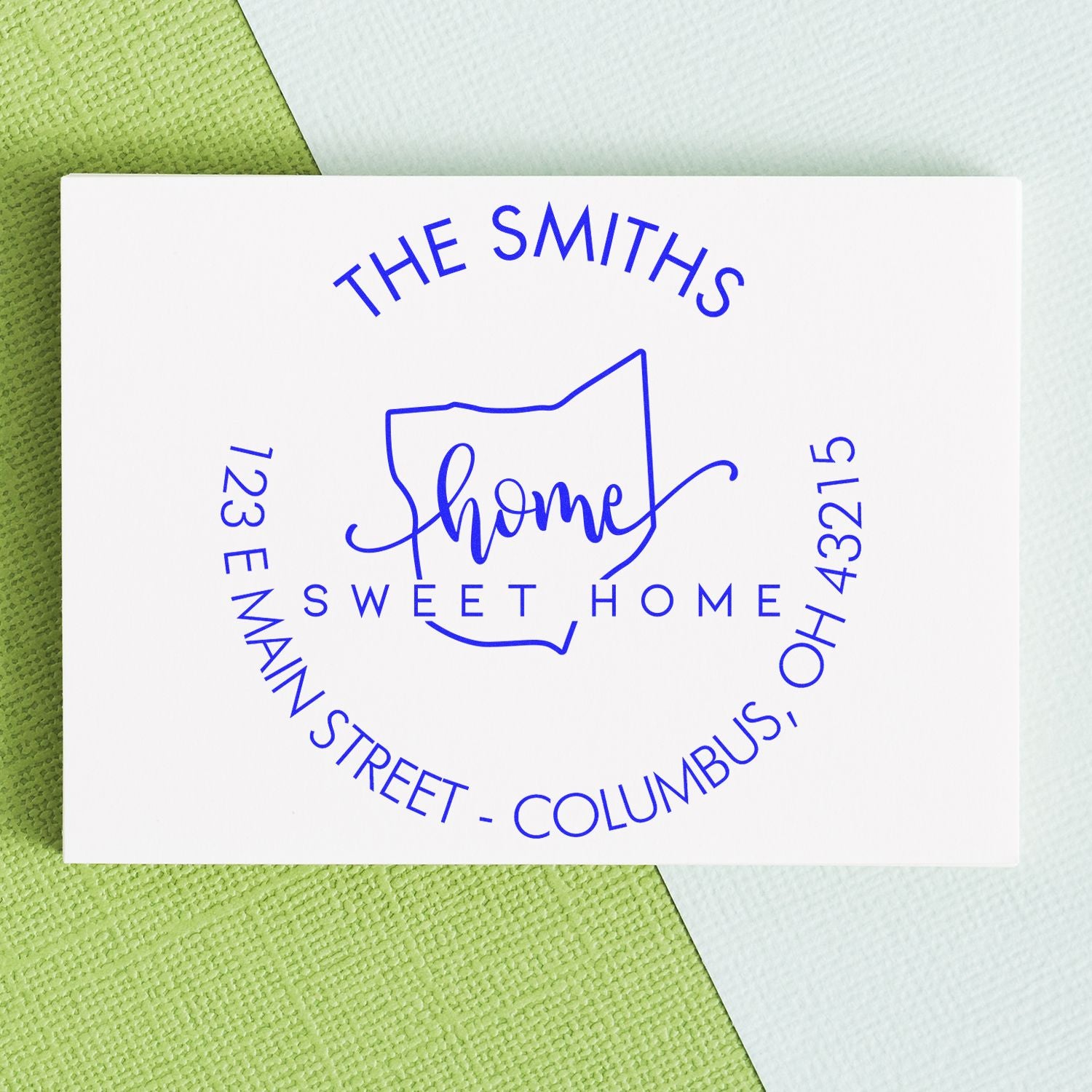 Self-Inking Round Home Sweet Home for Ohio Customizable Address Rubber Stamp