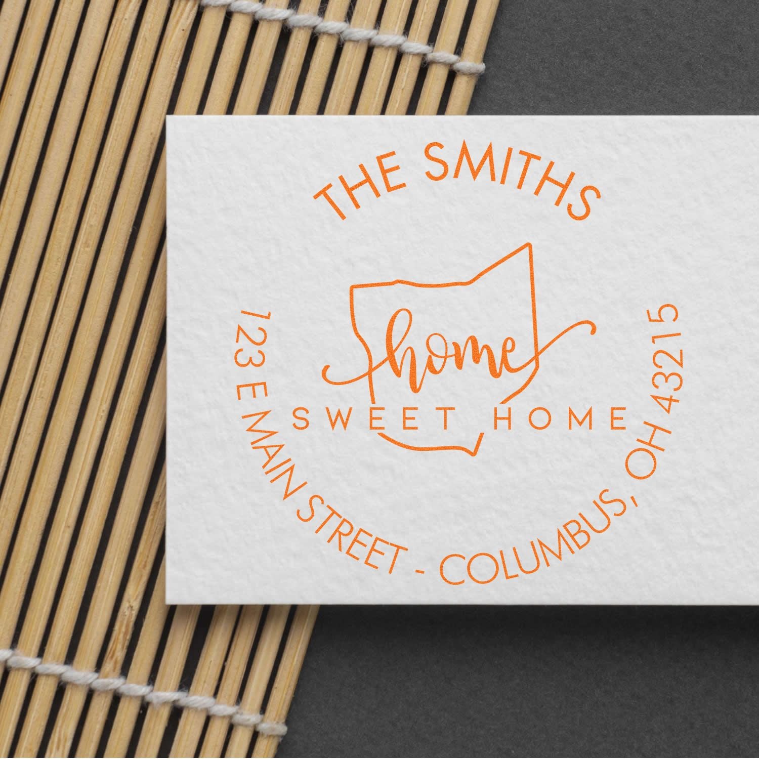 Slim Home Sweet Home for Ohio Personalized New Home Address Stamp