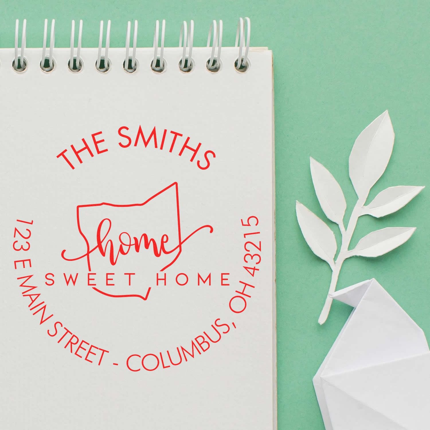 Slim Home Sweet Home for Ohio Personalized New Home Address Stamp