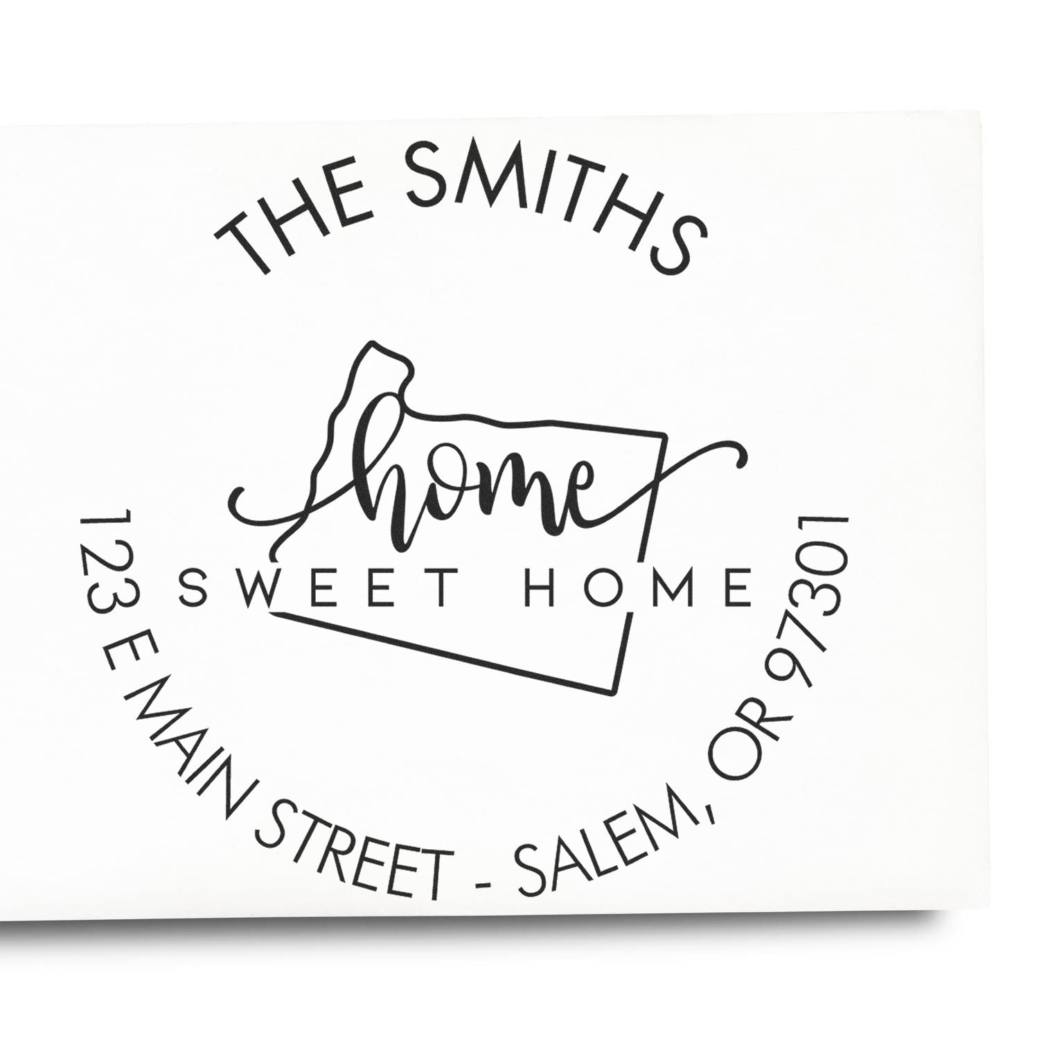 Wooden Handle Round Home Sweet Home for Oregon Customized Address Label Rubber Stamp