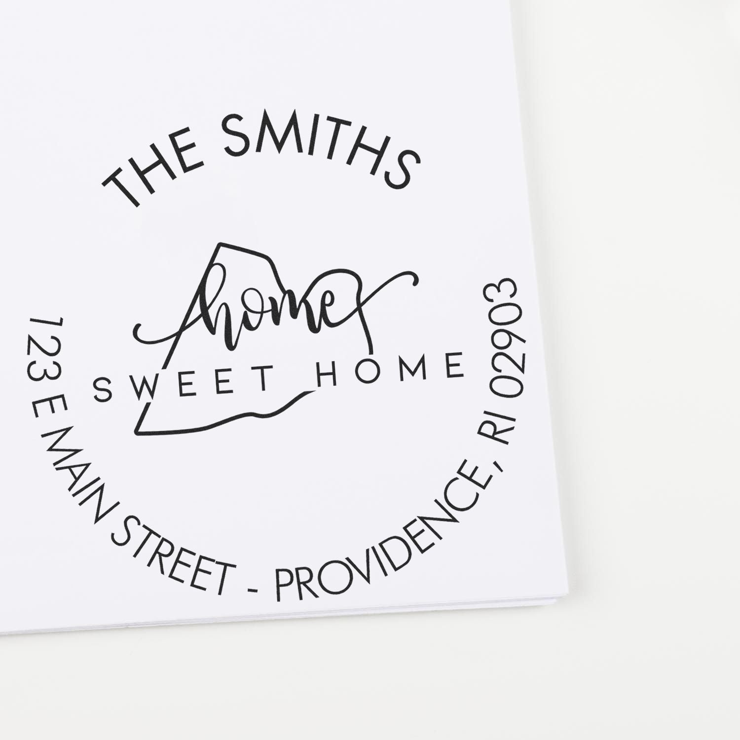 Wooden Handle Round Home Sweet Home for Rhode Island Customized Address Label Rubber Stamp