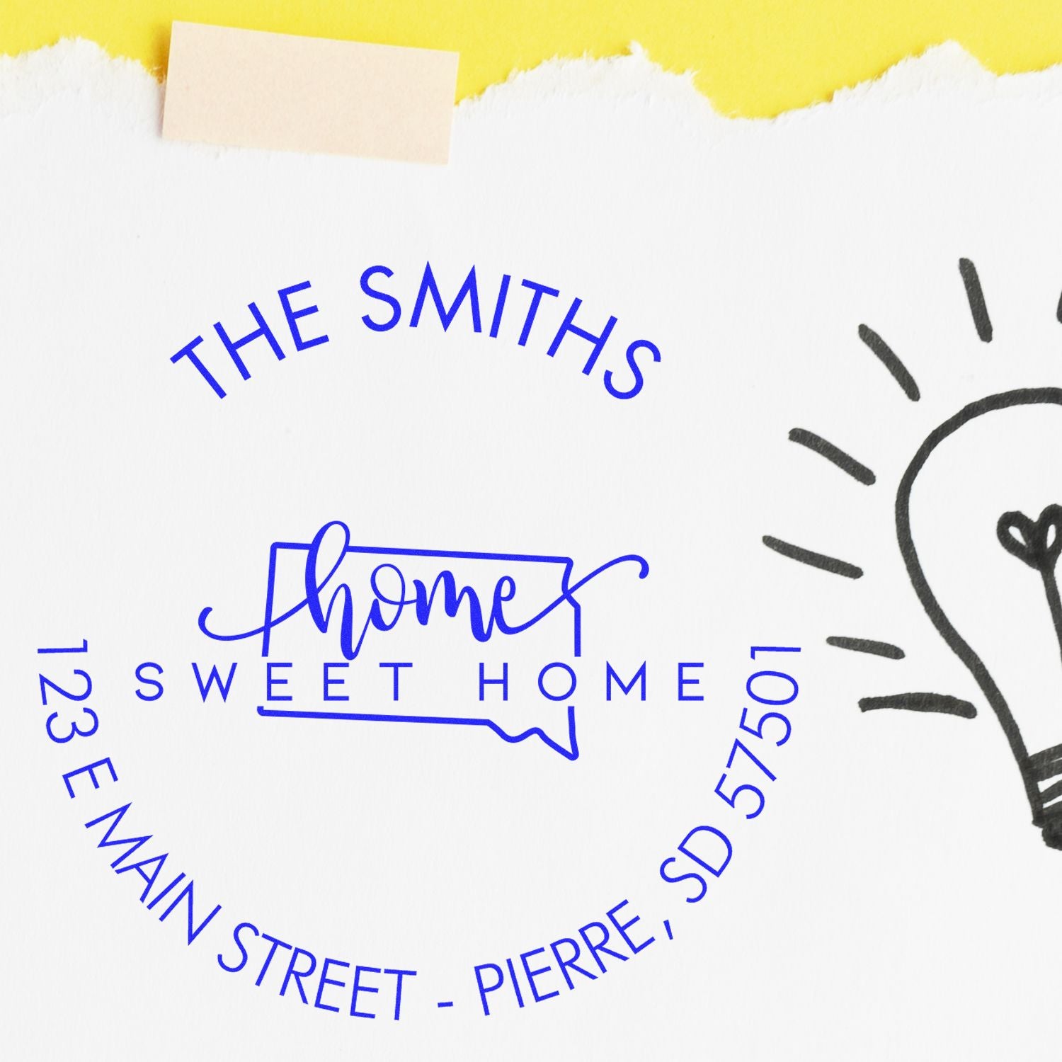 Self-Inking Round Home Sweet Home for South Dakota Customizable Home Address Rubber Stamp