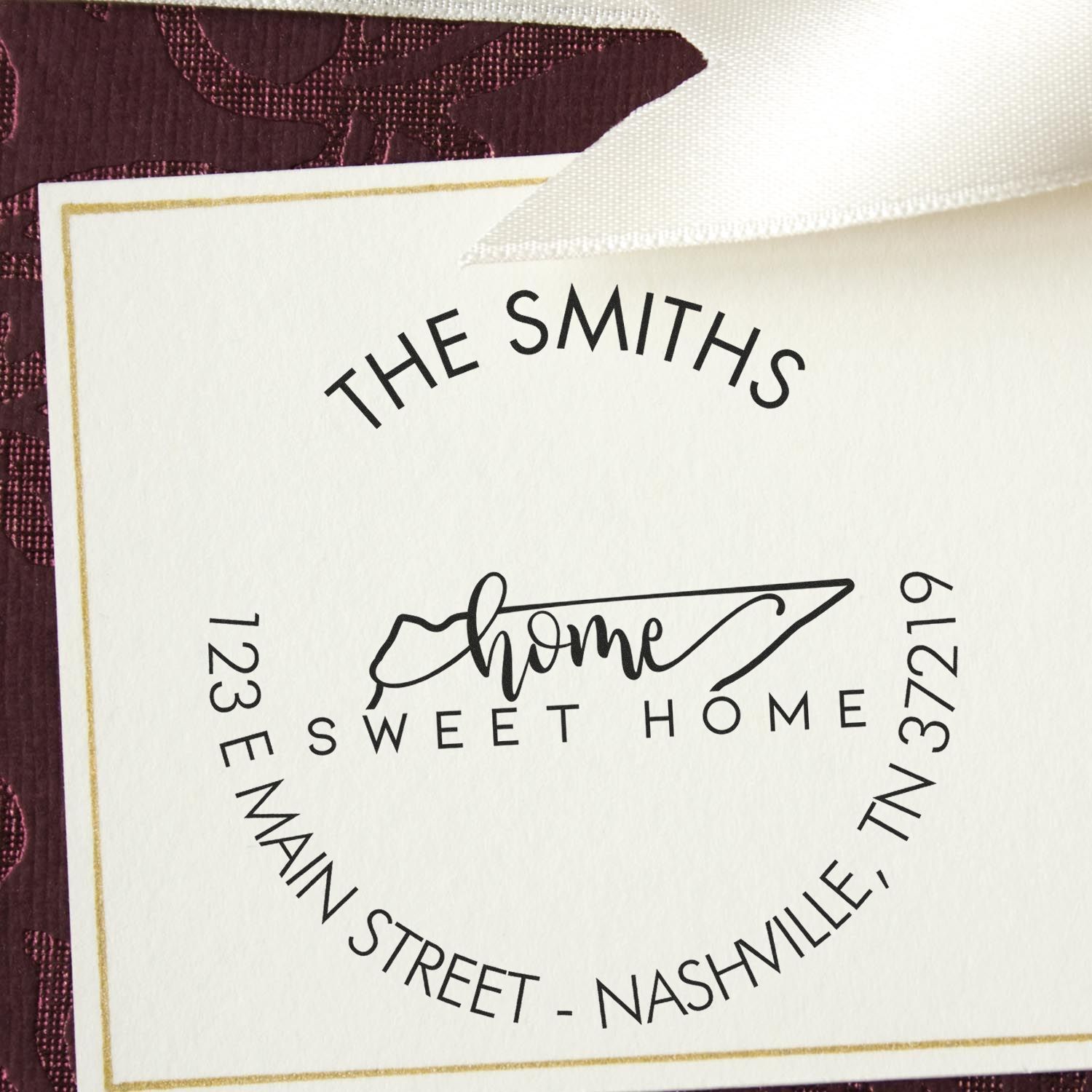 Round PSI Home Sweet Home for Tennessee Custom Mailing Address Pre-Inked Stamp