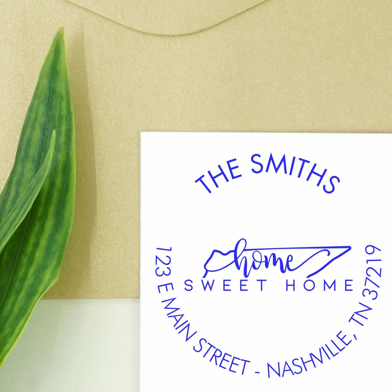 Wooden Handle Round Home Sweet Home for Tennessee Customized Address Return Rubber Stamp