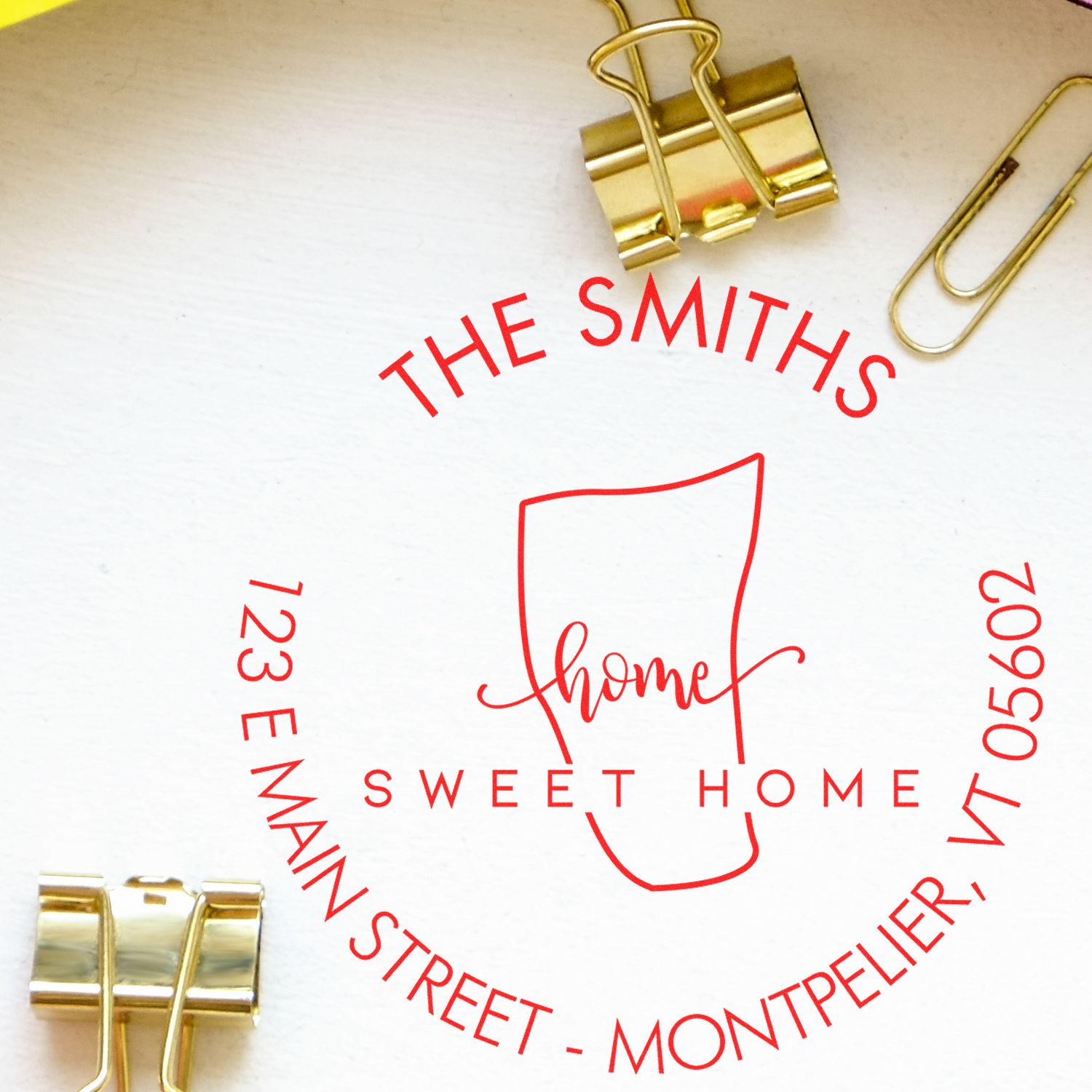 Slim Home Sweet Home for Vermont Address Label Pre-Inked Stamp