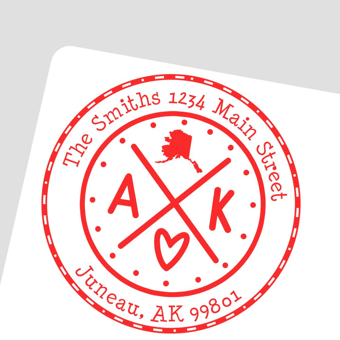 Self-Inking Round Alaska State Cross Customizable Mailing Rubber Stamp