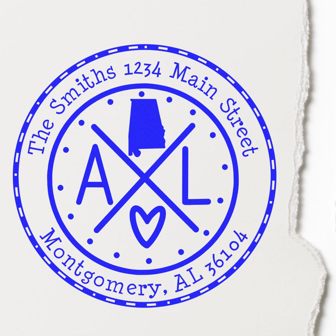 Wooden Handle Round Alabama State Cross Customized Mail Address Rubber Stamp