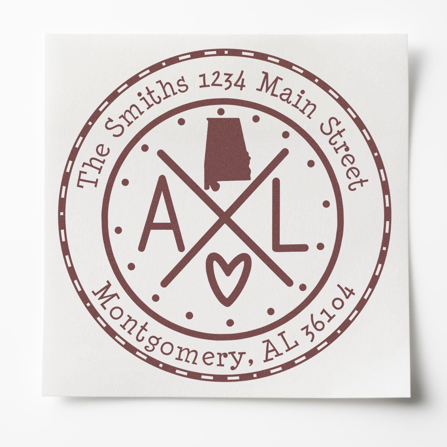 Wooden Handle Round Alabama State Cross Customized Mail Address Rubber Stamp