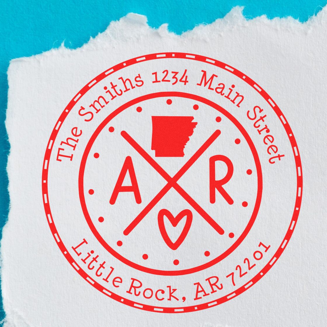 Wooden Handle Round Arkansas State Cross Customized Mail Rubber Stamp