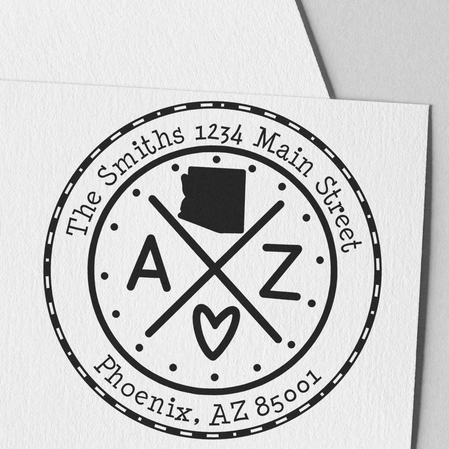 Self-Inking Round Arizona State Cross Customizable Mailing Stamp