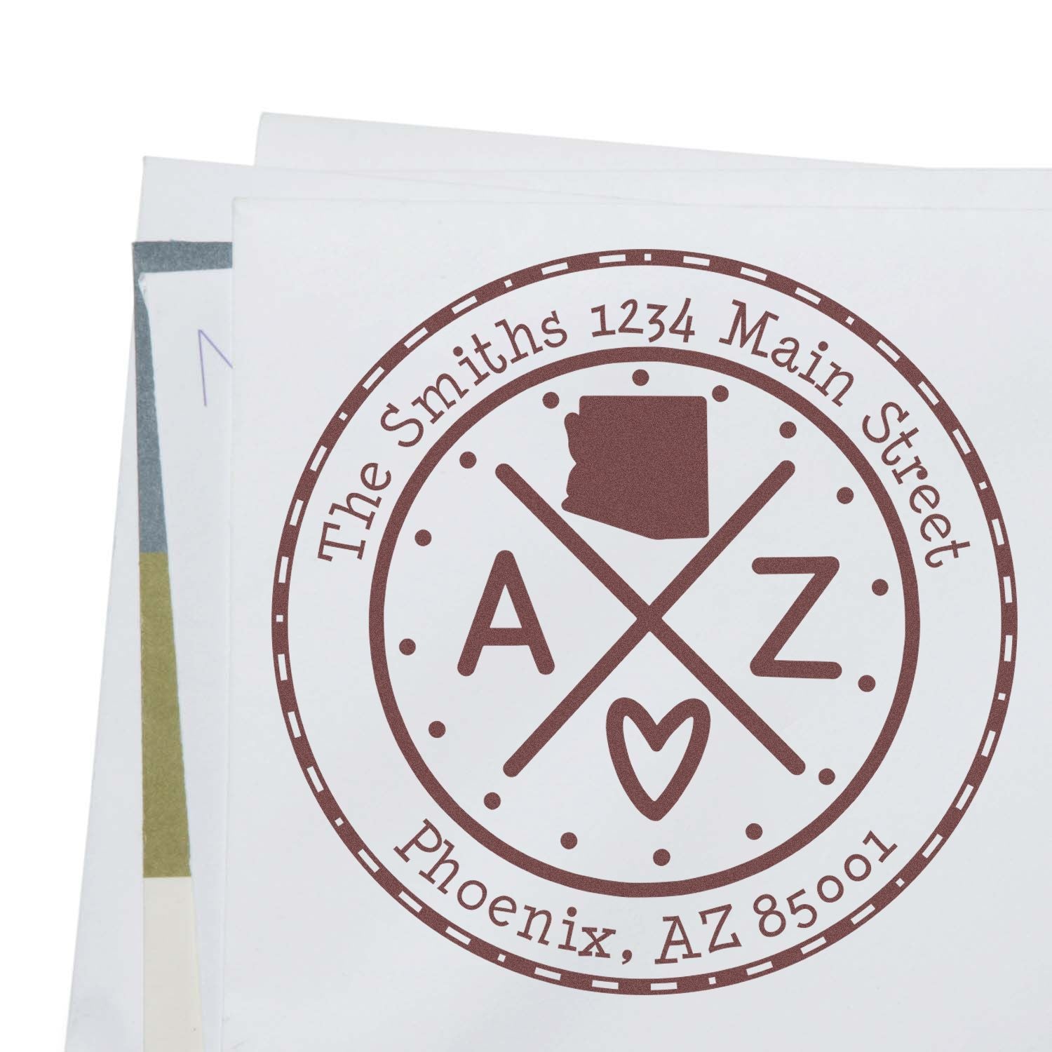 Self-Inking Round Arizona State Cross Customizable Mailing Stamp