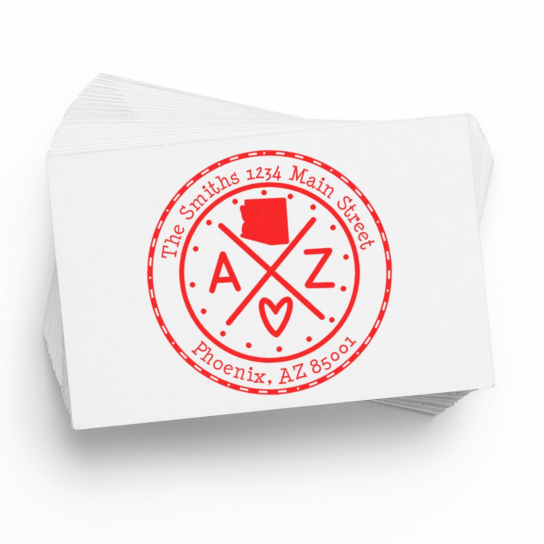 Self-Inking Round Arizona State Cross Customizable Mailing Stamp