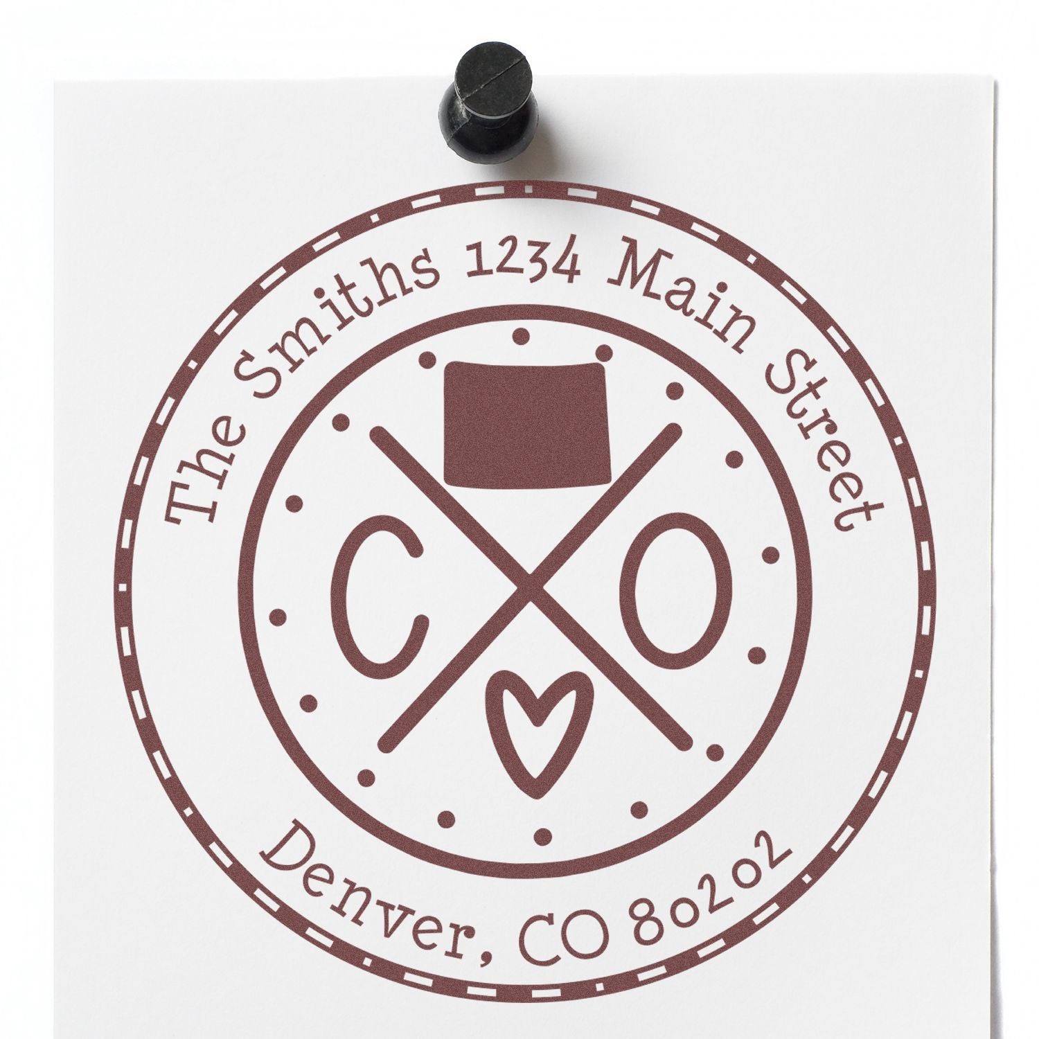 Wooden Handle Round Colorado State Cross Customized Mail Rubber Stamp