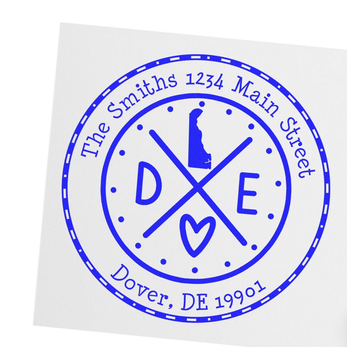 Slim Delaware State Cross Custom Address Stamp