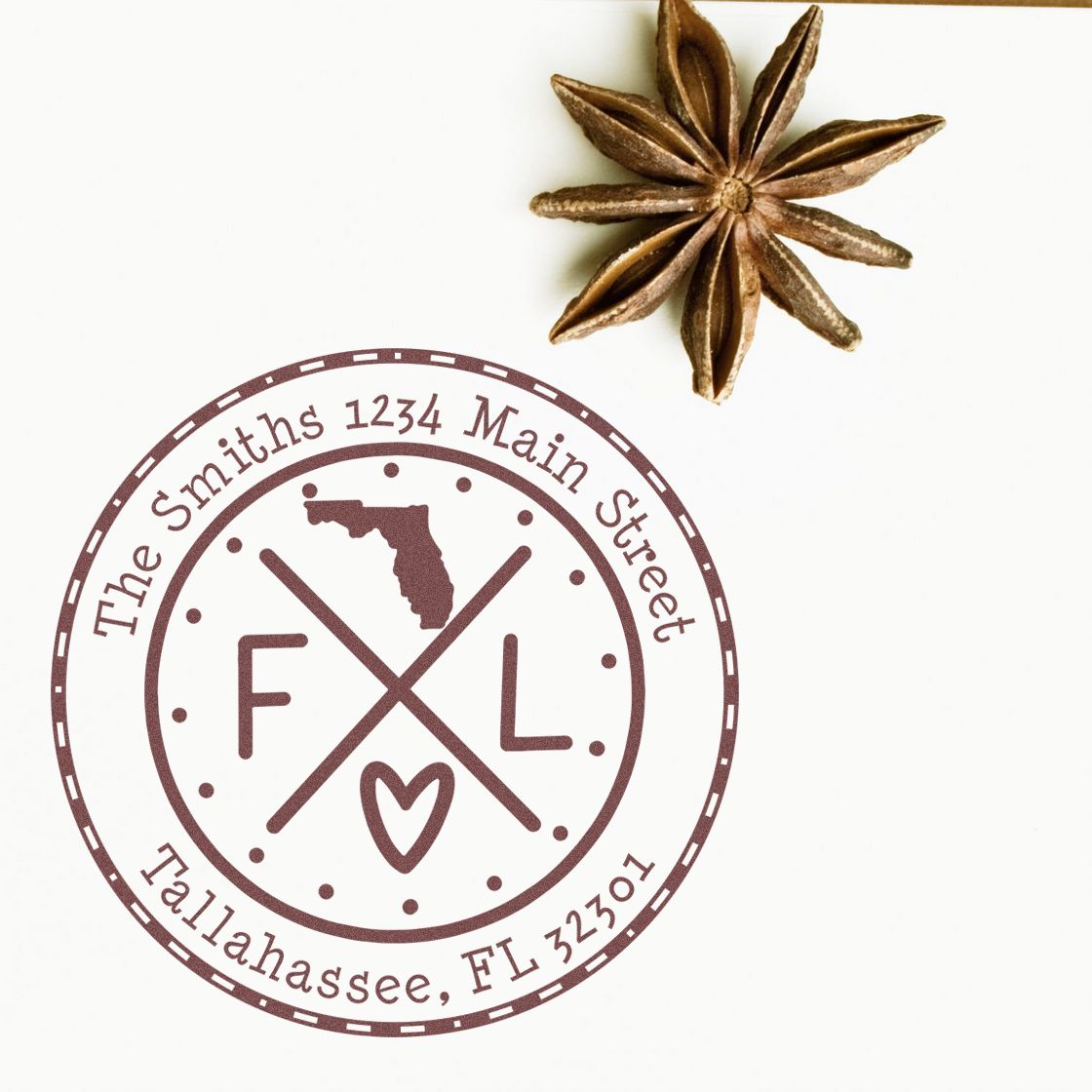 Round PSI Florida State Cross Customizable Address Label Pre-Inked Stamp