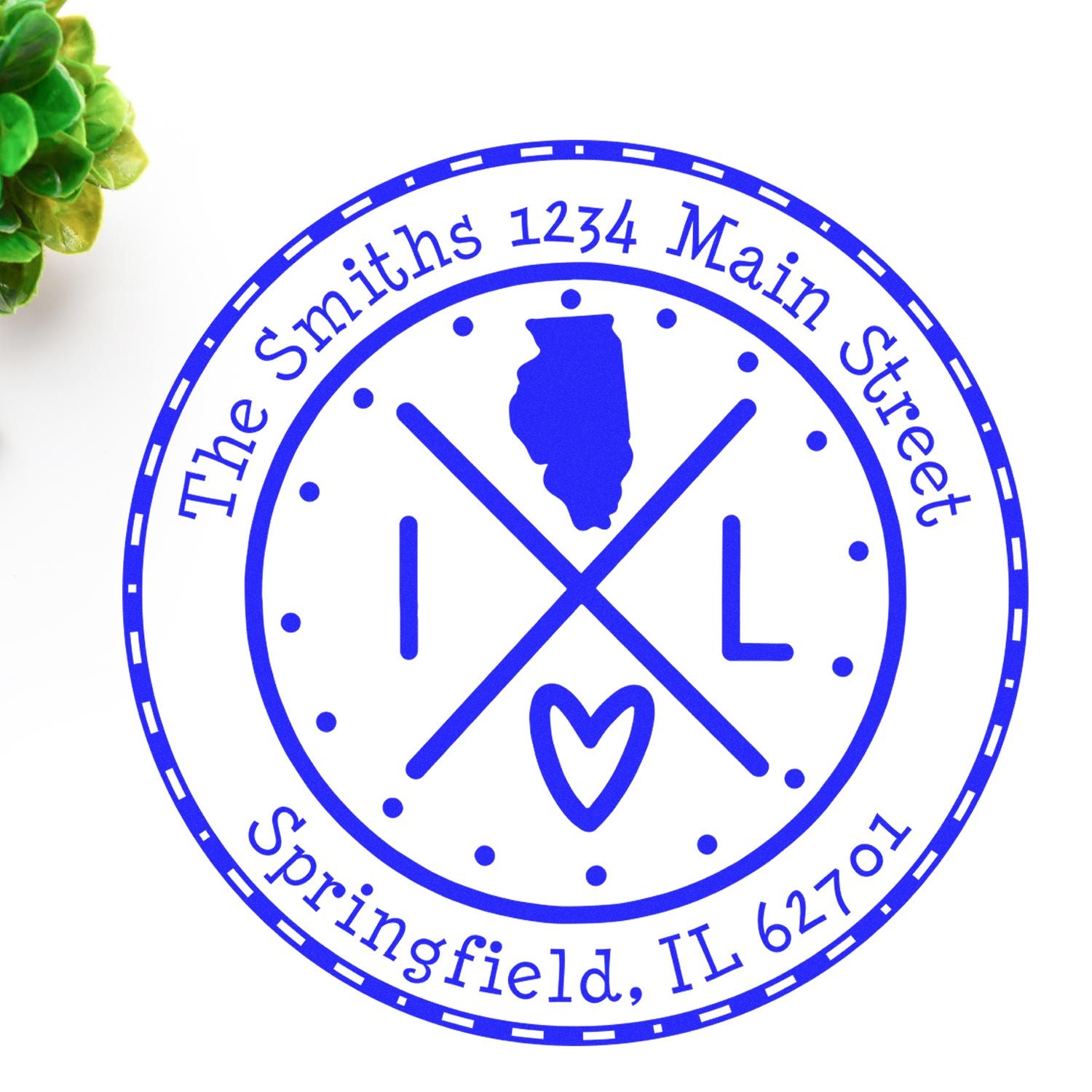 Round PSI Illinois State Cross Customizable Address Return Stamp