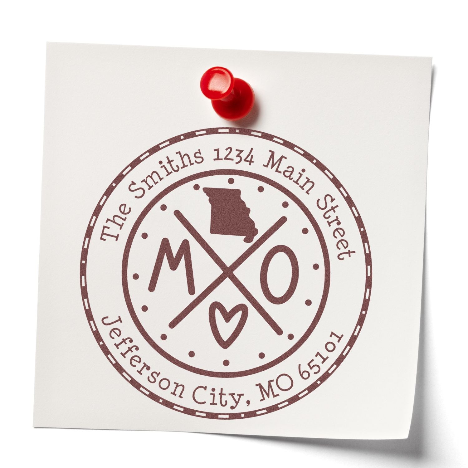 Round PSI Missouri State Cross Customizable Mail Address Stamp