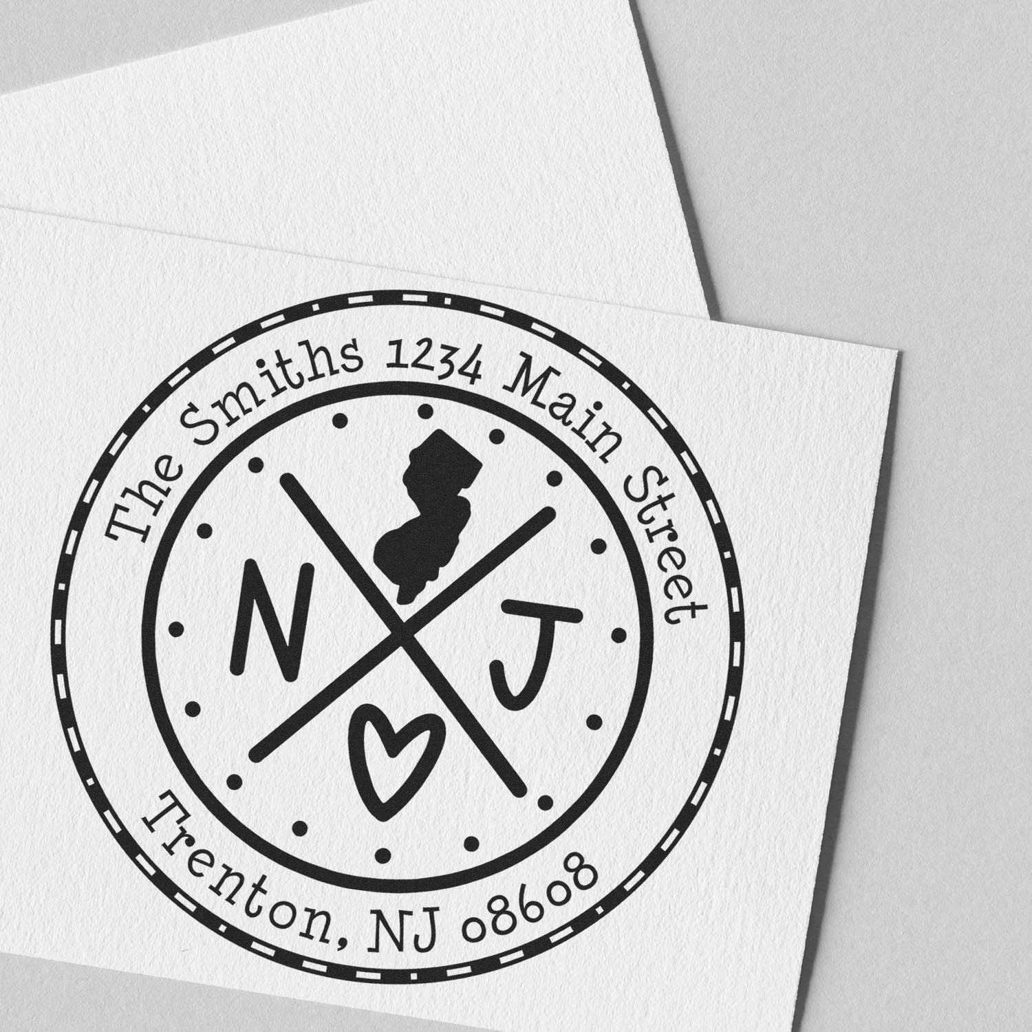 Round PSI New Jersey State Cross Customizable Mailing Address Pre-Inked Stamp