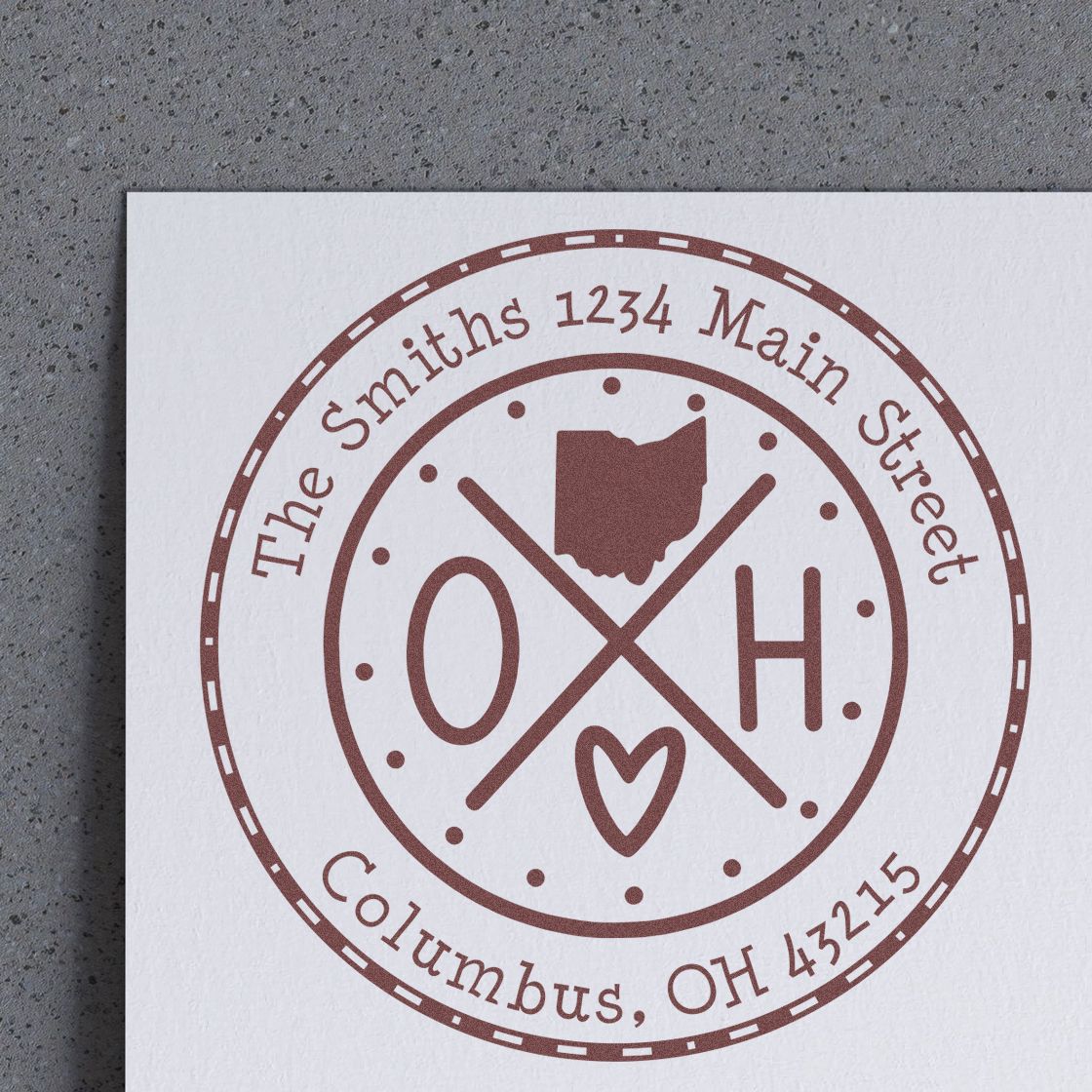 Round PSI Ohio State Cross Customizable Mailing Stamper